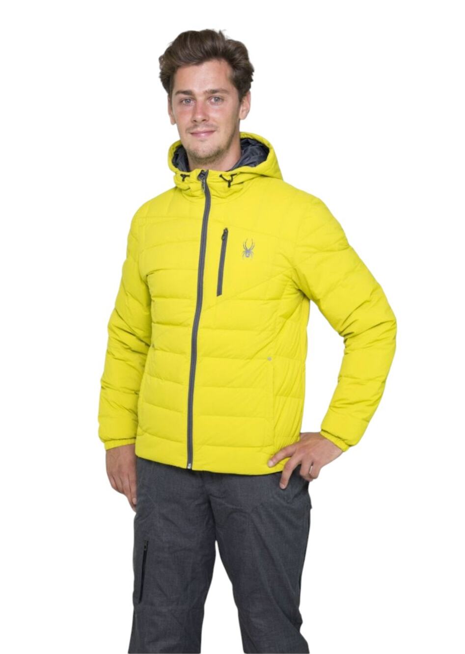 Spyder Men's Yellow Dolomite Down Hooded Jacket